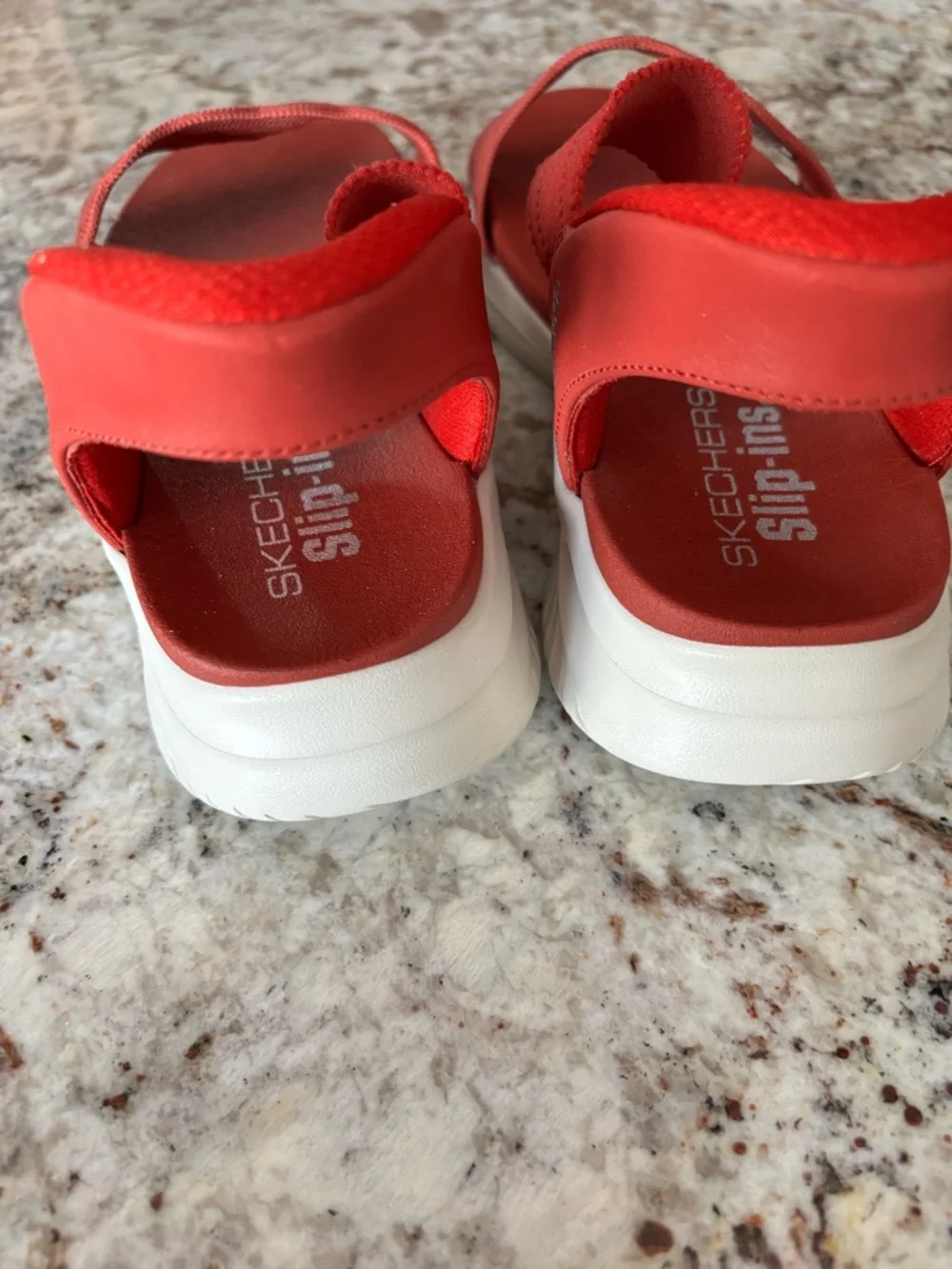 Skechers Slip-ins Women's Red Knit and Hook-and-Loop Sport Sandals - Picture 6 of 8